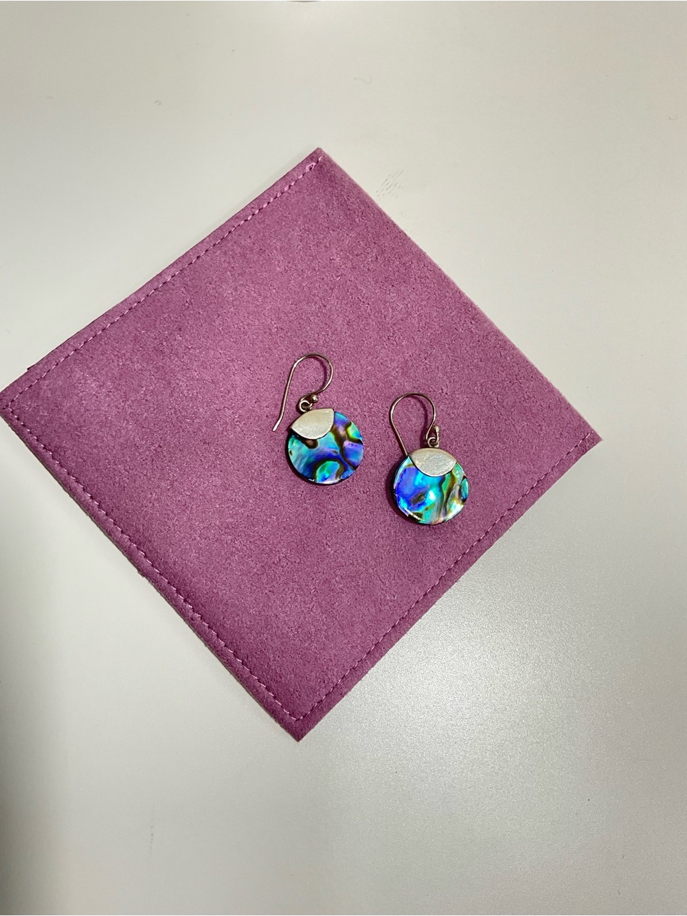 Abalone Shell Drop Earrings Blue Green Iridescent Dangle Earrings Boho